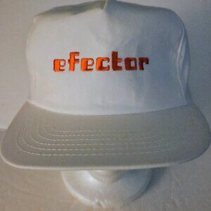 Vintage White Snapback Efector Trucker Hat Embroidered Orange Logo